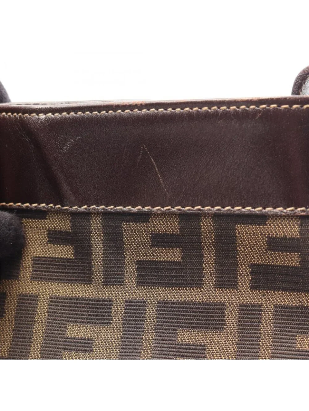 Fendi Tote Zucca Black Brown Canvas Leather